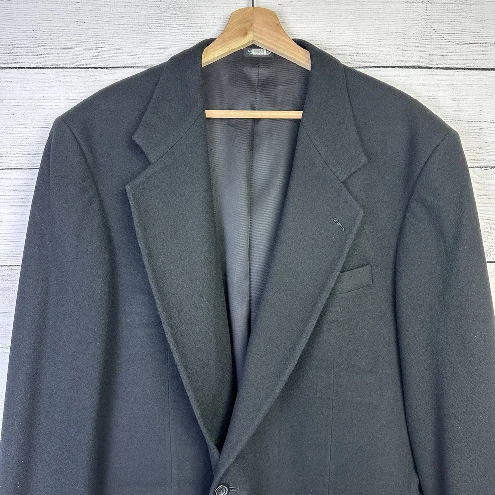 Oscar De‎ La Renta Blazer Men's Size 44L Wool Cashmere Black Sports Coat